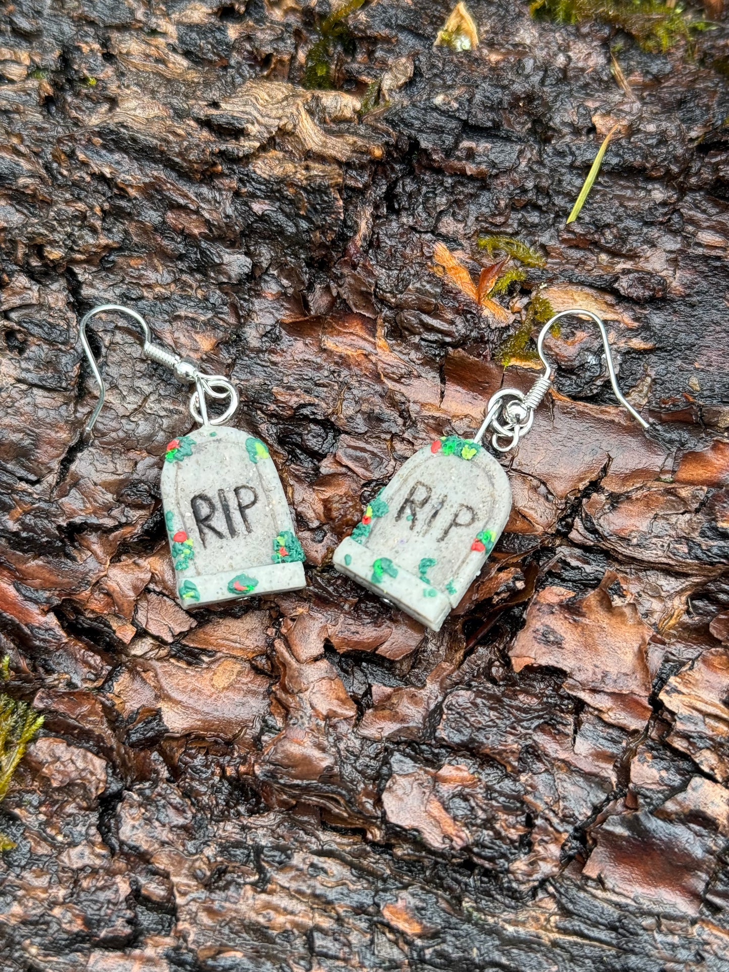 RIP and GAF Tombstone Dangle Earrings