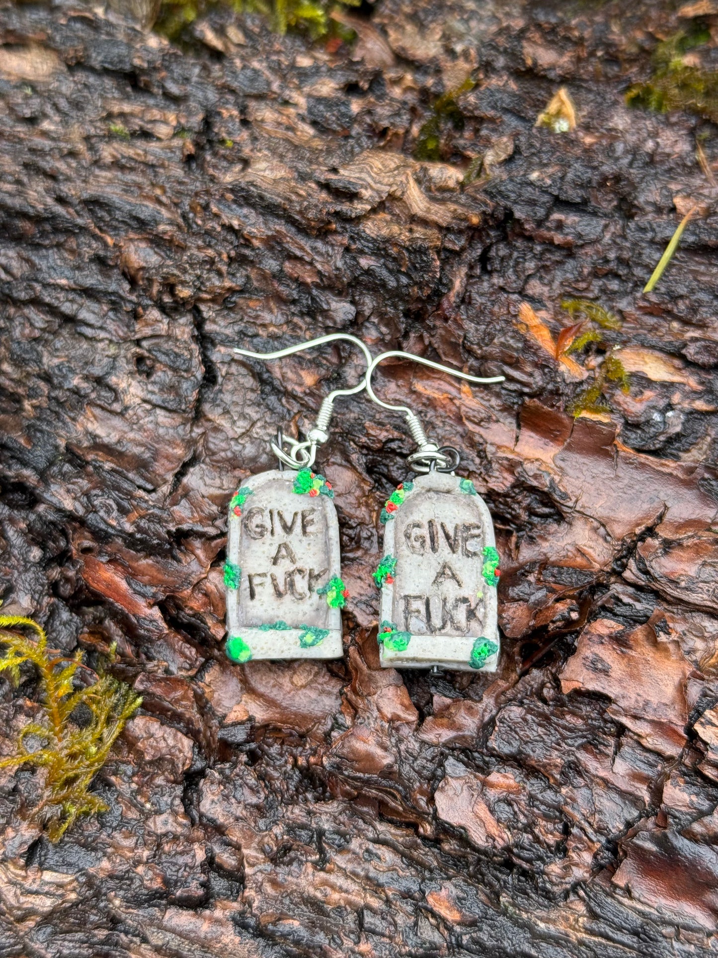 RIP and GAF Tombstone Dangle Earrings