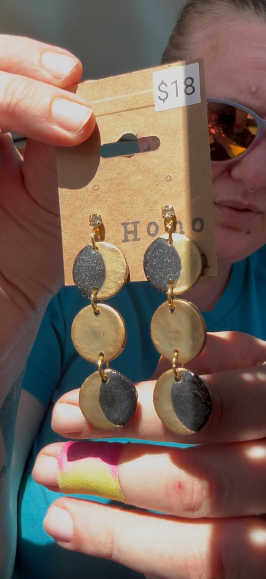 Triple Moon Dangle Earrings