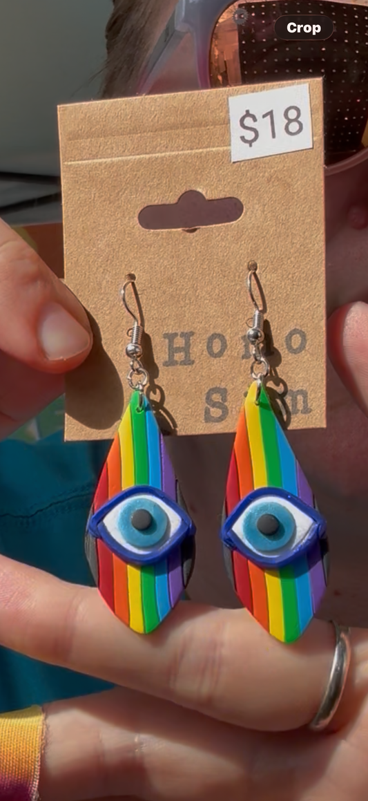 Evil Eye Rainbow Dangle Earrings