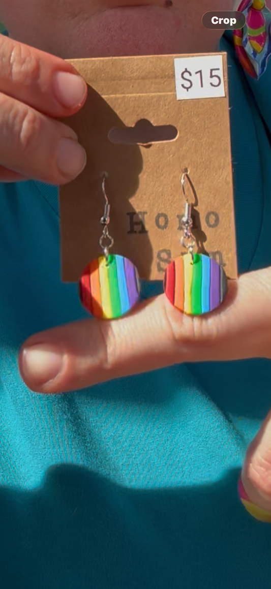 Rainbow Circle Dangle Earrings