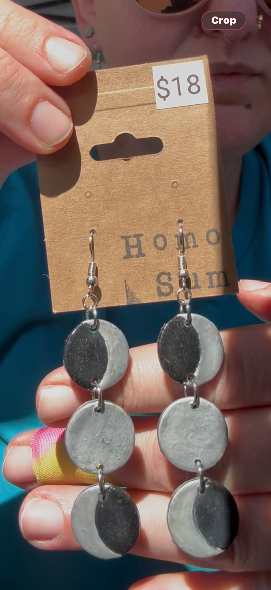 Triple Moon Dangle Earrings